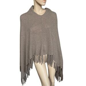 Saks Fifth Avenue 100% Cashmere Poncho top Sweater Size XS Fringe Hem
